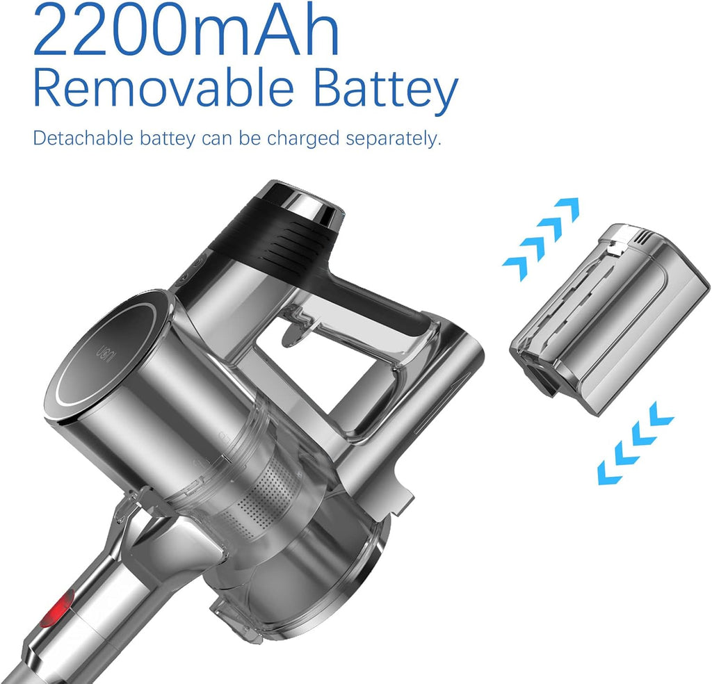 Cordless Stick Vacuum Cleaner 28KPA 3 in 1 Lightweight with LED Headlights Detachable Battery G9613