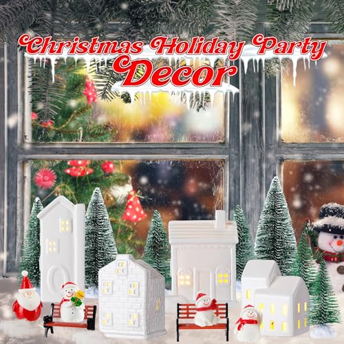 29 Pcs Ceramic Christmas Village Set with LED Houses C266554