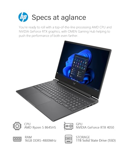 15.6 inches 144Hz FHD Anti-Glare Display AMD Ryzen 5 16GB RAM 1TB SSD NVIDIA GeForce RTX 4050 Backlit Keyboard Win11 Mica Silver Gaming Laptop D116