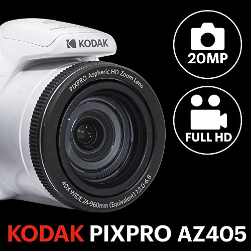20MP Digital Camera 40X Optical Zoom 24mm Wide Angle Lens Optical Image Stabilization 1080P Full HD Video 3" LCD White F896