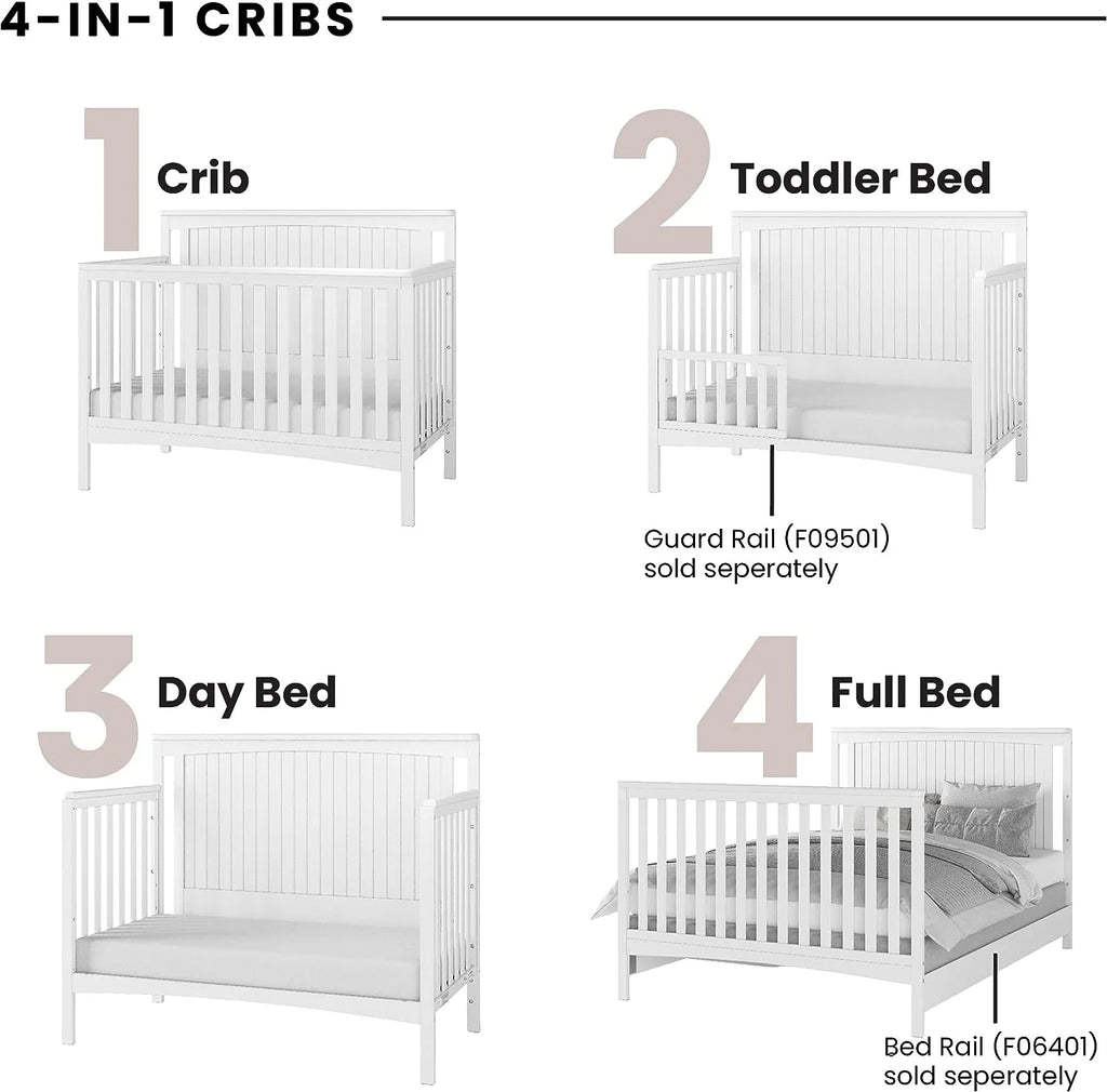 4-in-1 Convertible Crib, Matte White N229271
