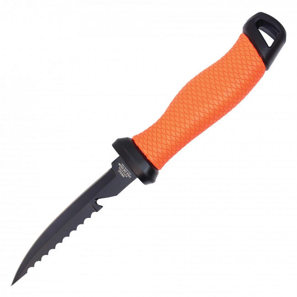 10.5" Gut Hook Filet Knife Orange Handle with Black Sheath T767
