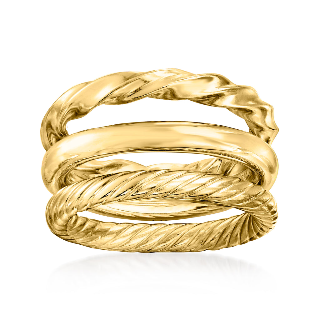 18kt Gold Over Sterling 3 Polished Rings Jewelry Set H7650