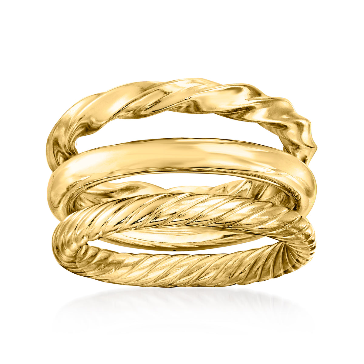 18kt Gold Over Sterling 3 Polished Rings Jewelry Set H7650