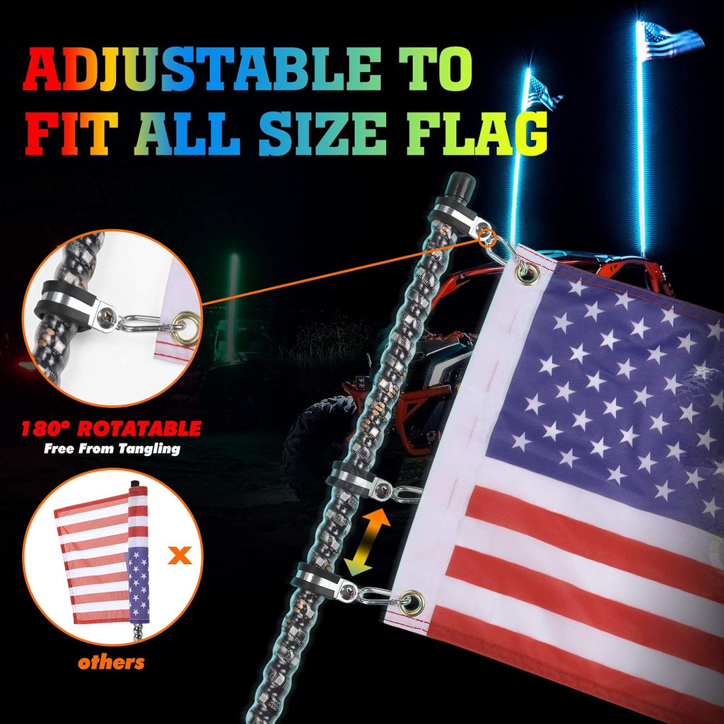 2pcs 3ft LED Whip Lights with Bluetooth L801