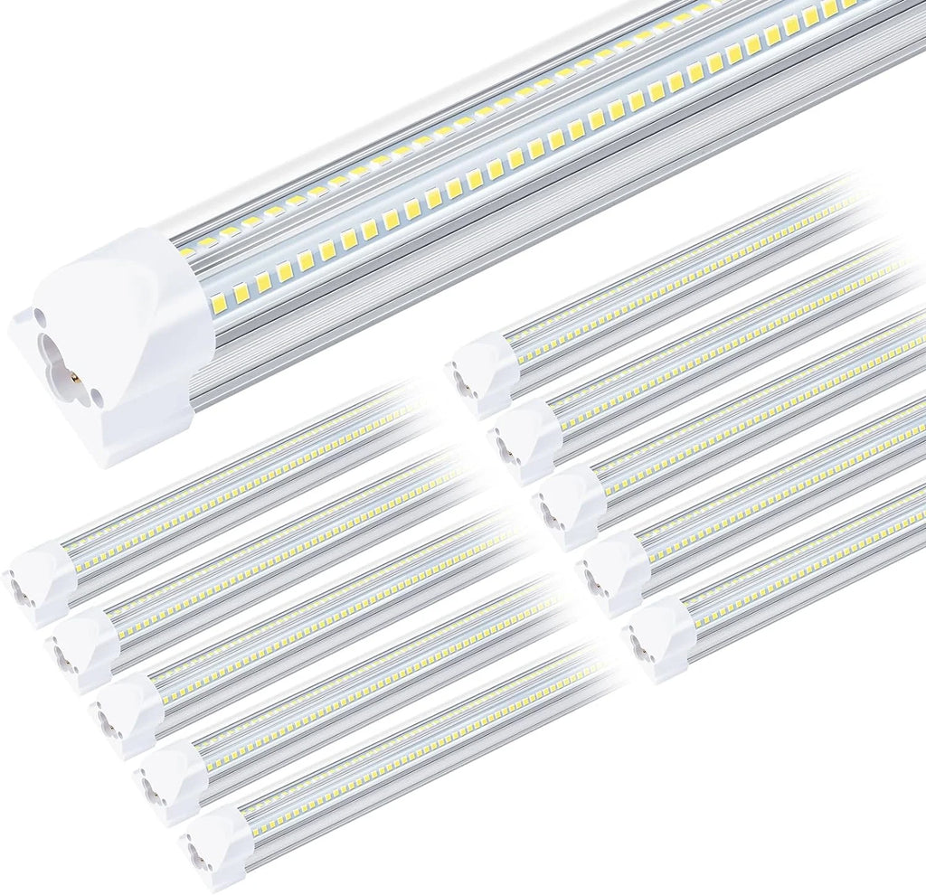 4FT 50W 7750Lumen 6000K Clear Cover V-Shape Linkable T8 LED Tube Light 10 Pack F52906