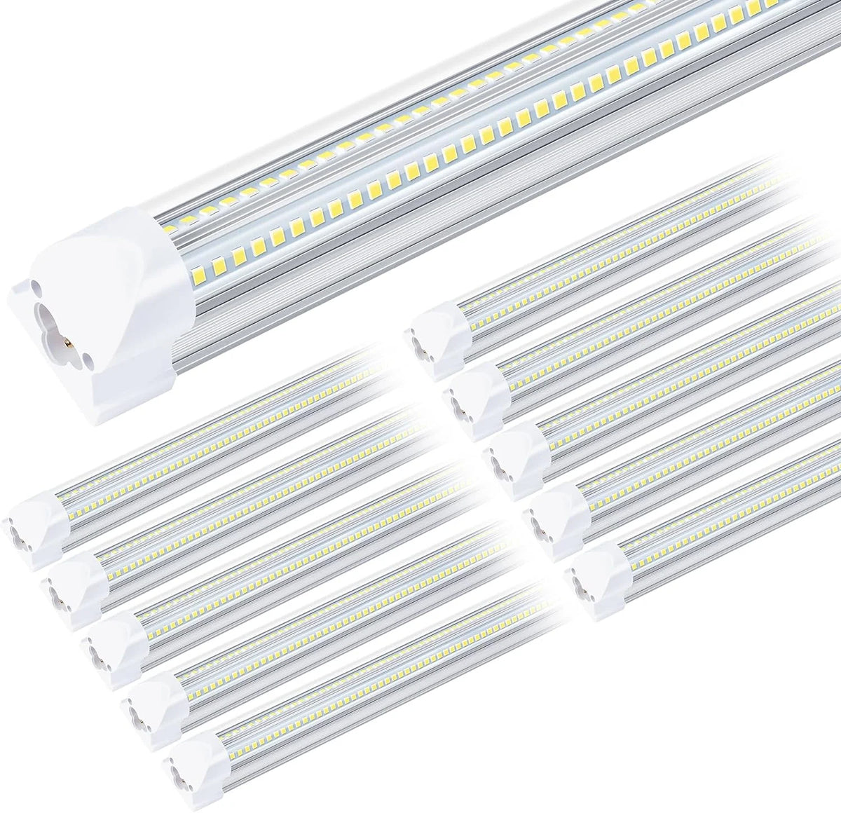 4FT 50W 7750Lumen 6000K Clear Cover V-Shape Linkable T8 LED Tube Light 10 Pack F52906