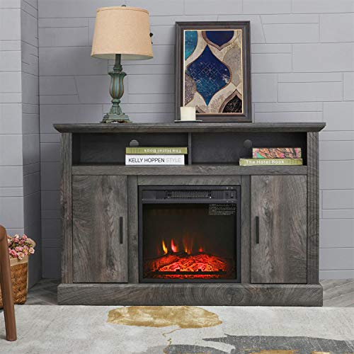 Electric Fireplace TV Stand Entertainment Center Corner Fire Place Heaters Tv Console for TVs up to 42" Wide, Rustic Y78591