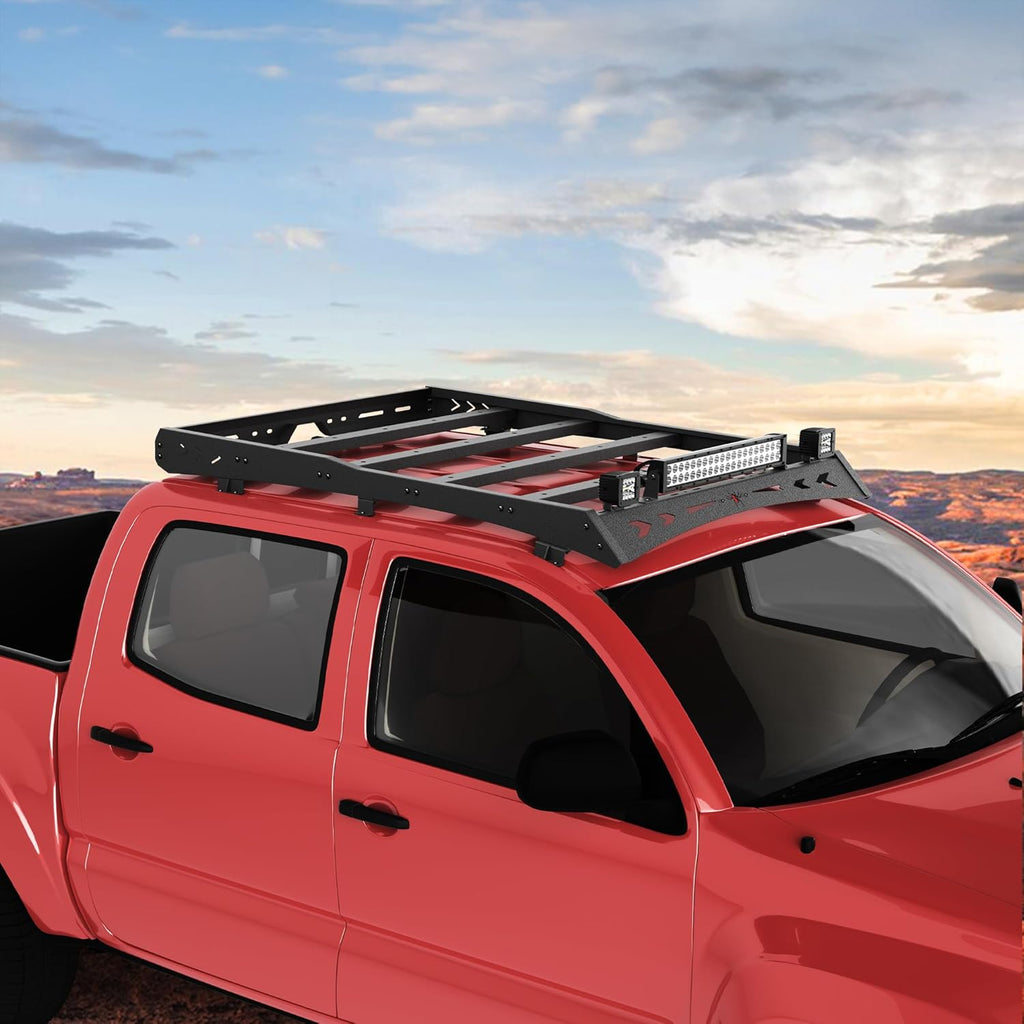 Heavy Duty Roof Rack Cargo Carrier with 2 LED Lights and 1 Light Bar H906465