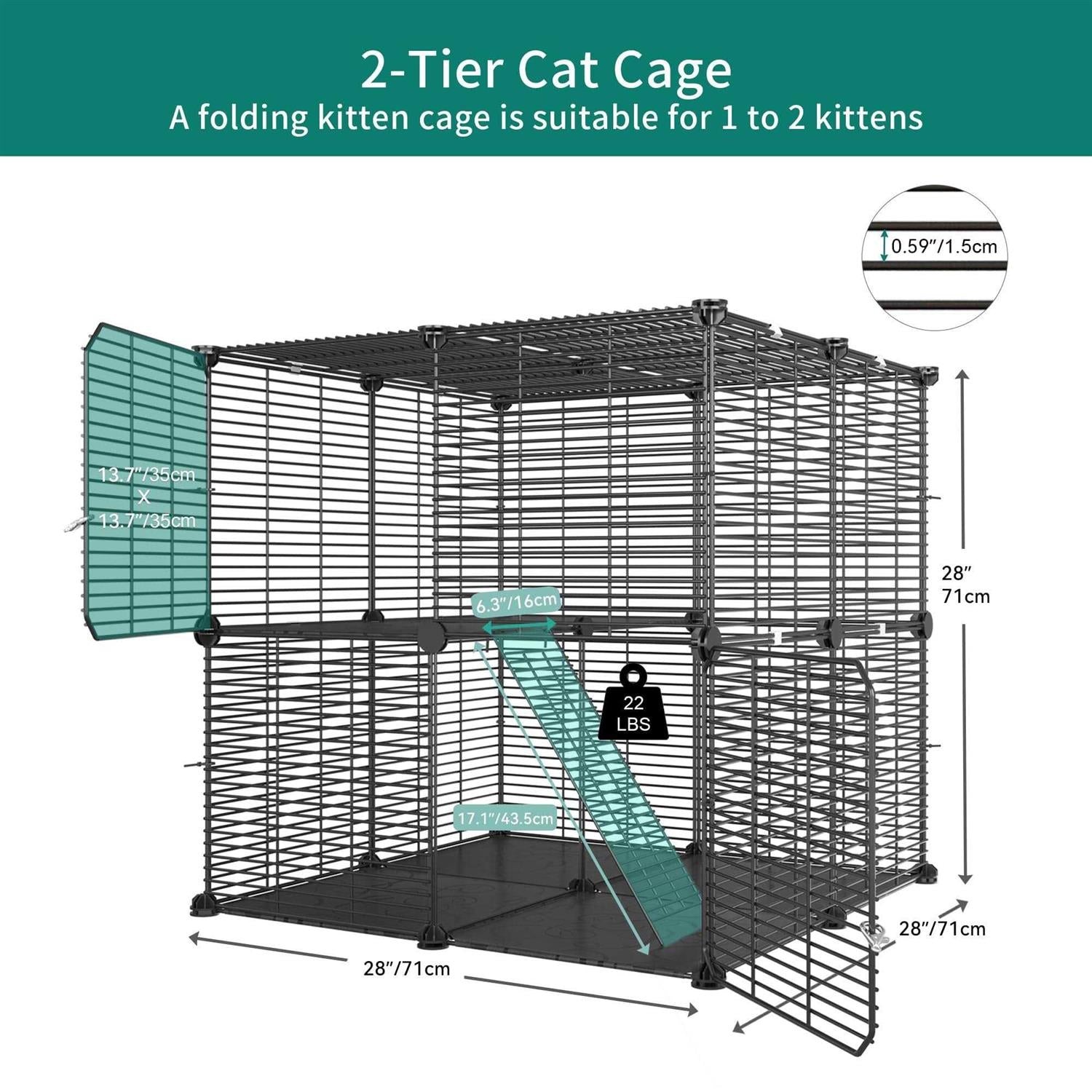 2 Tier Metal Cat Cage V12316