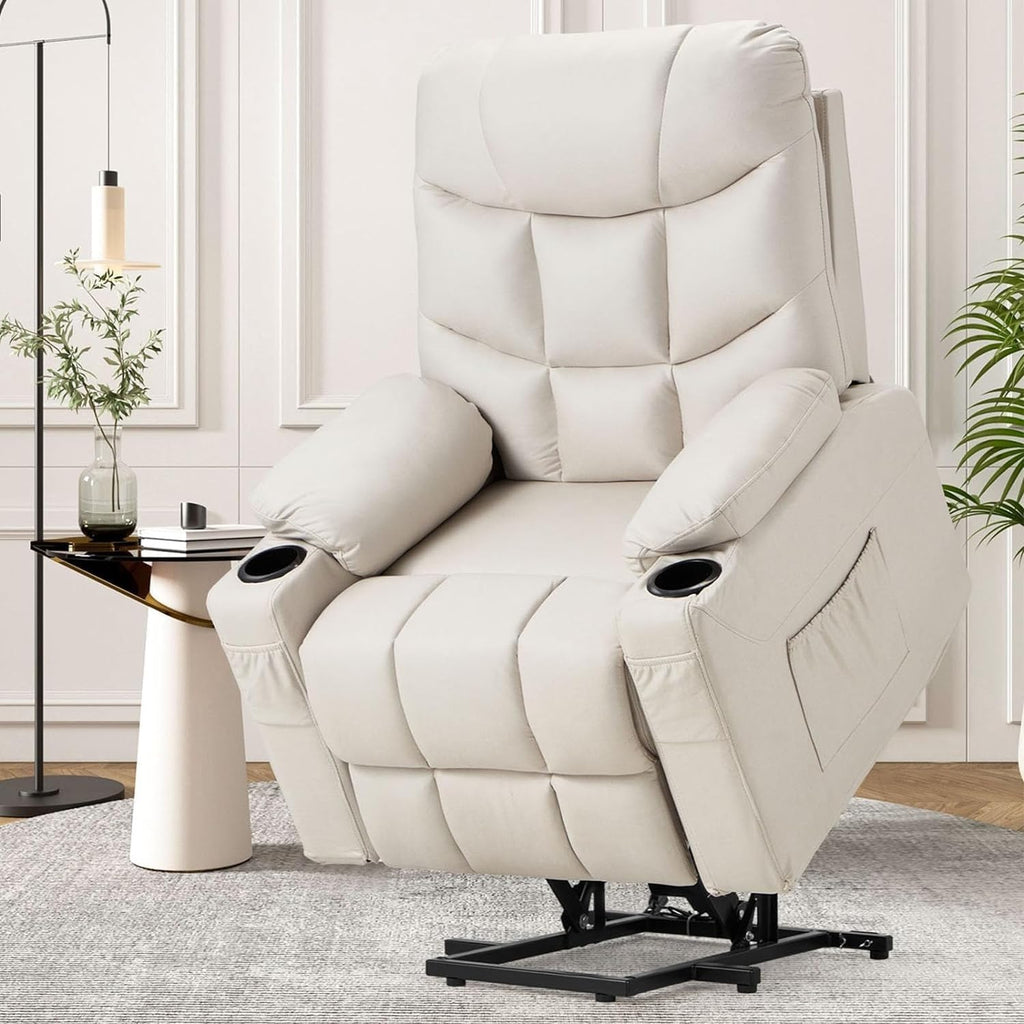 Dual Motor Power Lift Recliner Chair with Massage and Heat, Cup Holders Side Pockets N753950