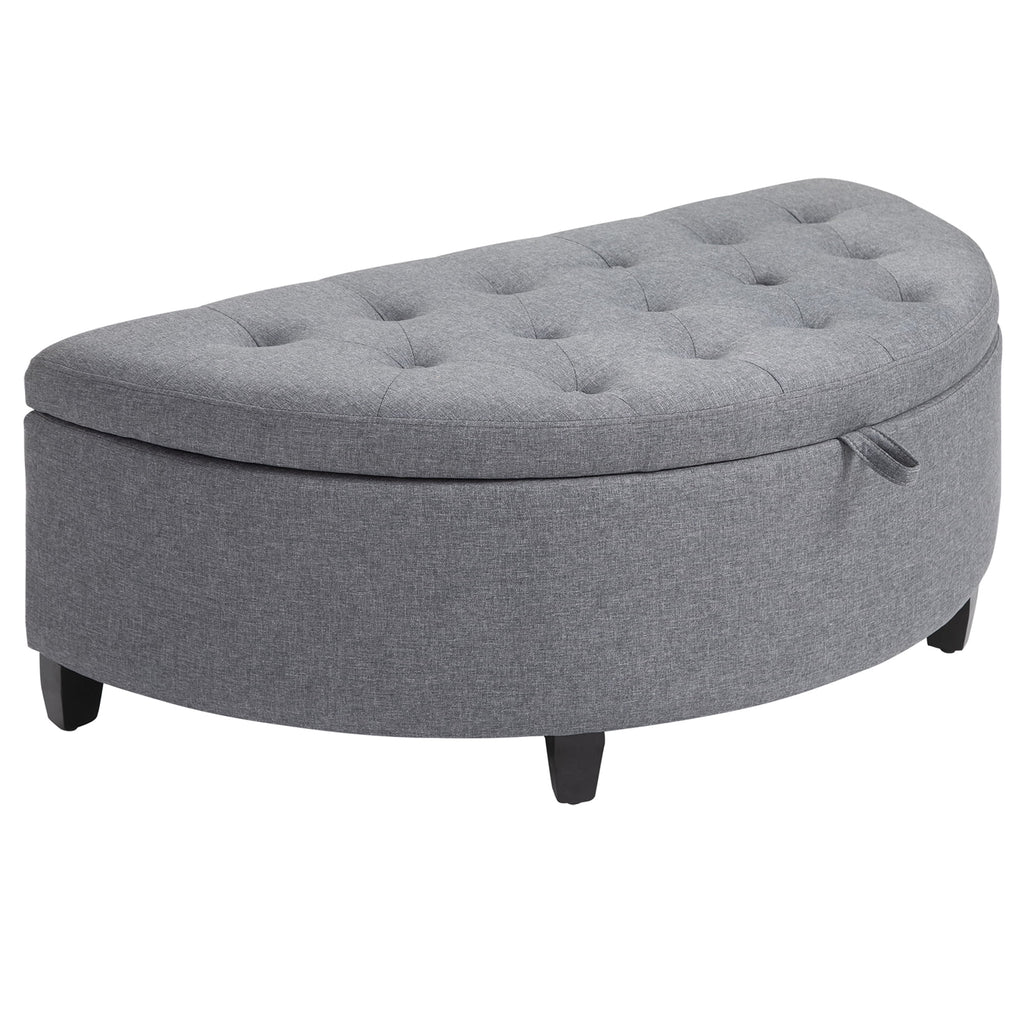 Gray Half Moon Storage Ottoman with Lift Lid J863