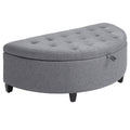 Gray Half Moon Storage Ottoman with Lift Lid J863