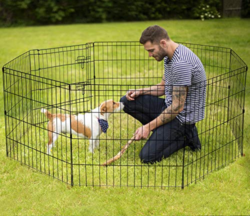 Black 8 Panel 24 Inch Pet Playpen F717