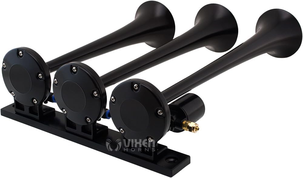 Train Horn Kit with 150psi Air Compressor, 1.5 Gallon Tank, 3 Trumpets A344304