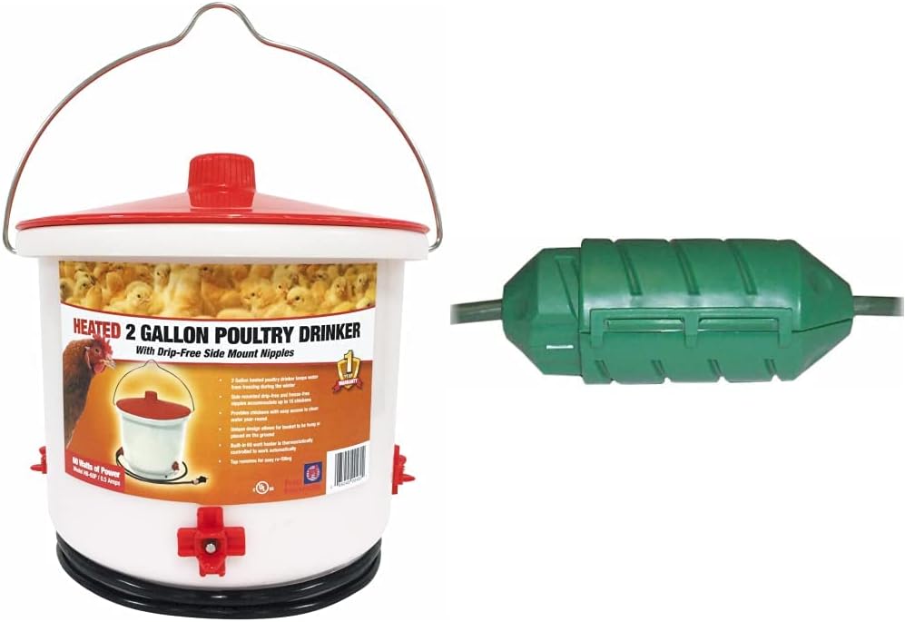 Heated 2 Gallon Poultry Drinker, Green F1424
