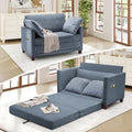 Blue Chenille Convertible Floor Sofa Bed with 2 Pillows A37667