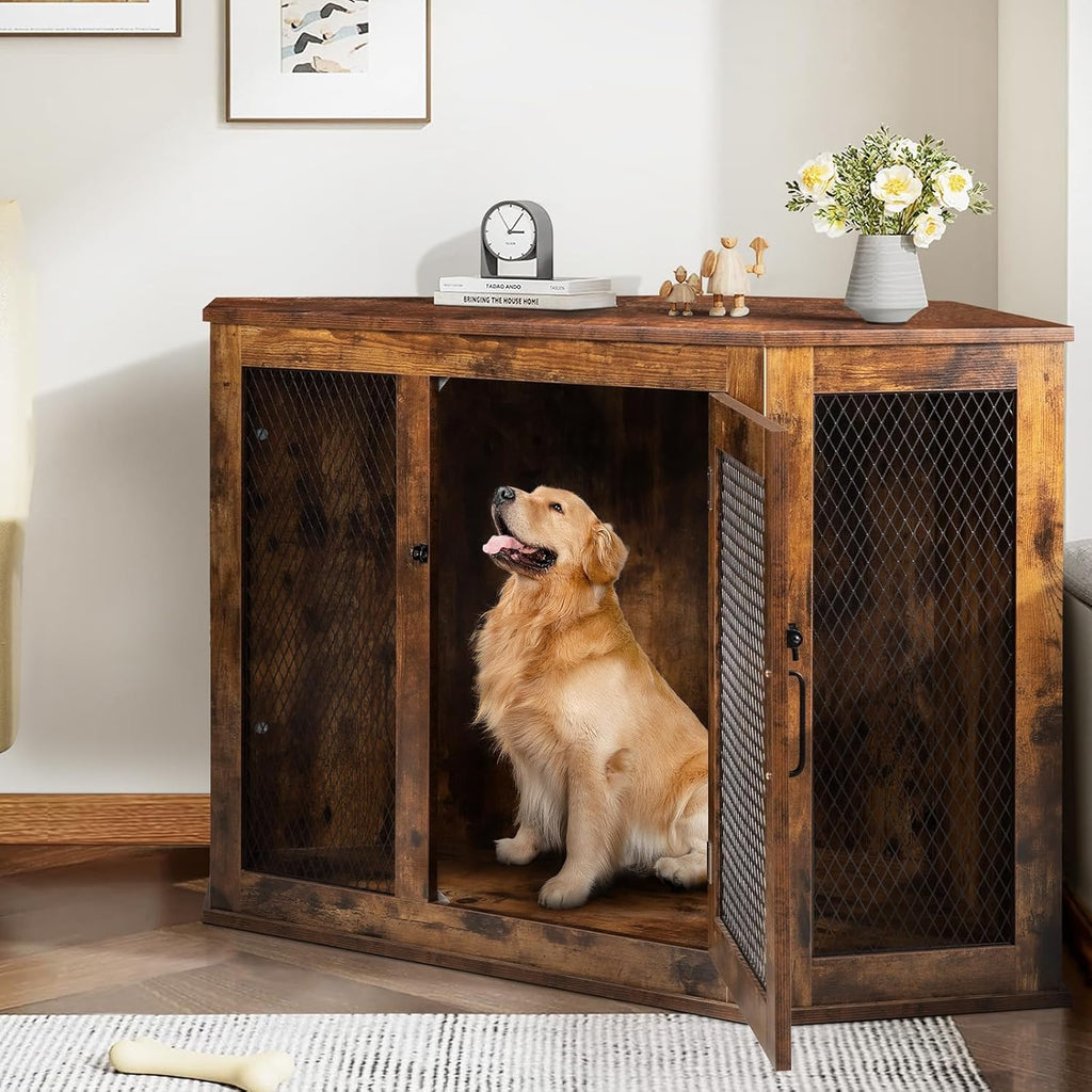 44/52inch Wooden Dog Kennel with Mesh Y701383