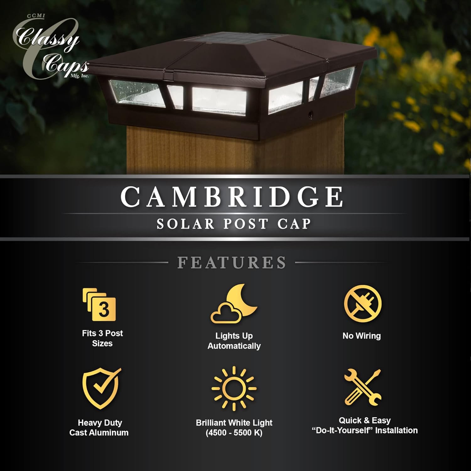 6x6 Brown Aluminum Solar Post Cap E7896
