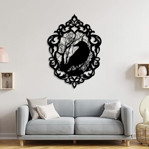 Gold Metal Crow Wall Art 13x19 in K25396
