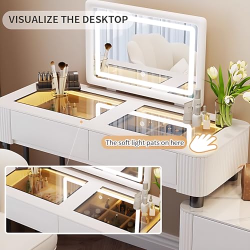 White 40" Solid Wood Vanity Table with Drawers N264754