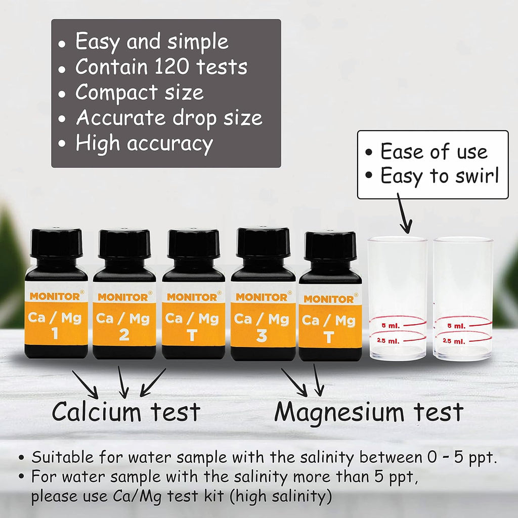 Monitor Calcium/Magnesium Low Salinity (0-5 PPT) Test KIT (120 Tests) T854358
