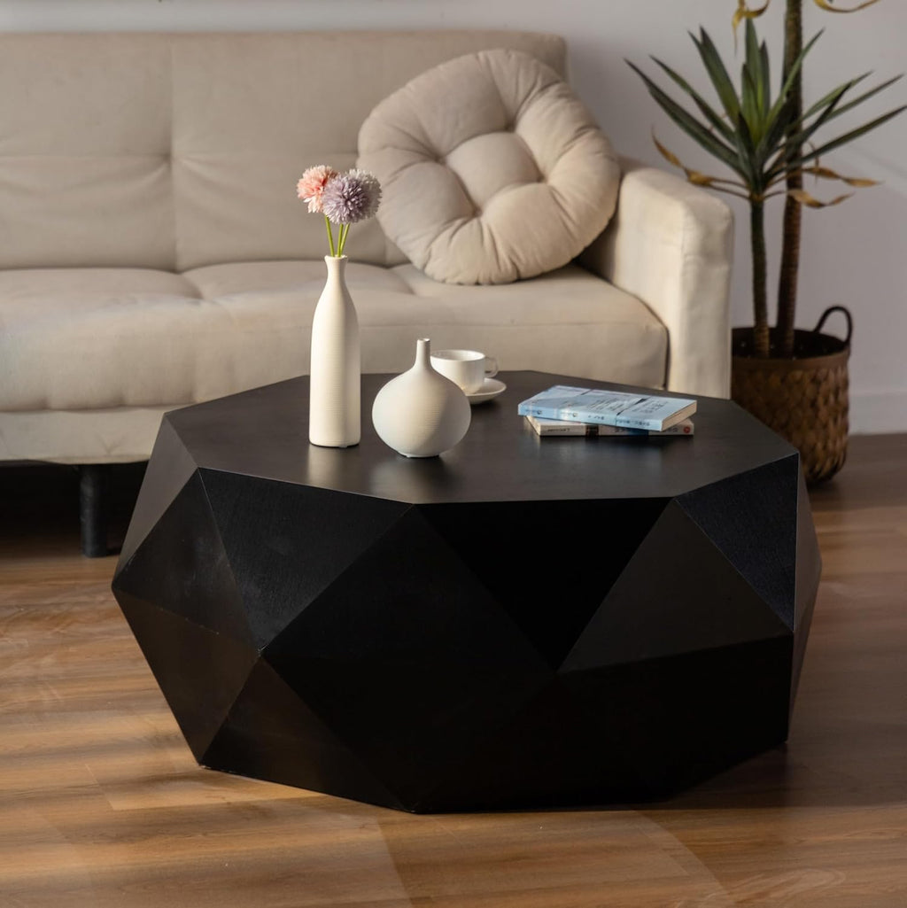 Black Round Wood Coffee Table C650