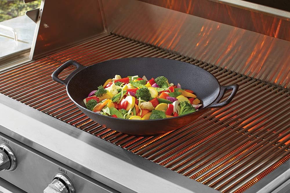 Cast Iron Wok with 2 Handles Black U286487