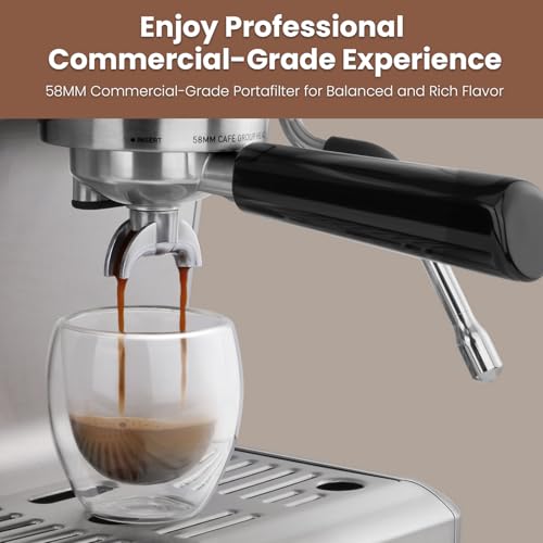 Commercial Espresso Machine with Adjustable Temperature, 2.2L Stainless Steel I79926