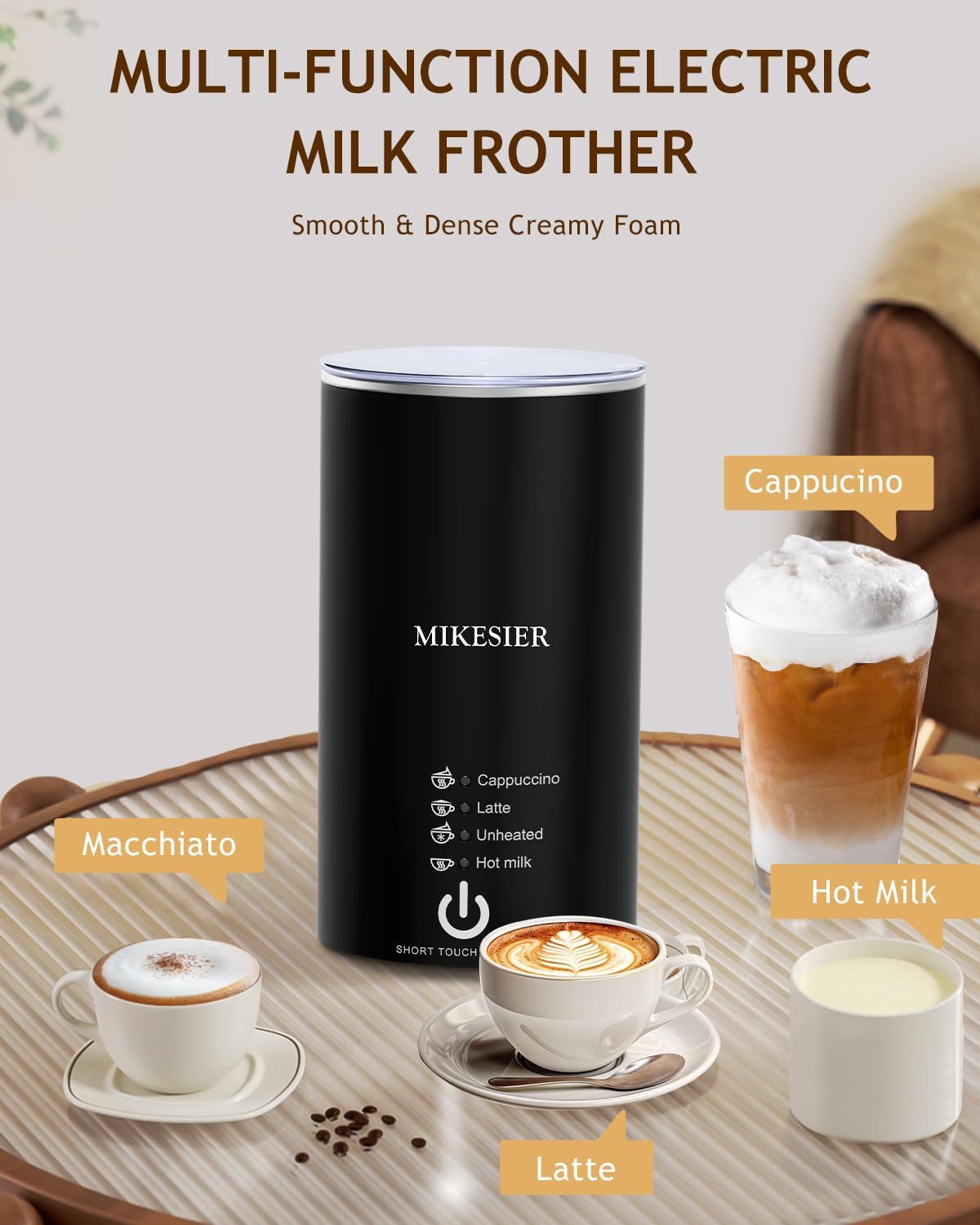 Single Serve Coffee Maker with Milk Frother, 28oz Removable Water Tank T173
