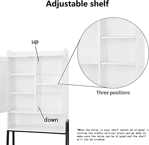 Wooden Over The Toilet Storage Cabinet with Double Door and Adjustable Feet L114160