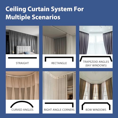 White Room Divider Curtain with Ceiling Track and Hooks, 1 Panel, W 8.3 x H 7ft K350