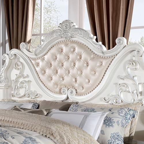 King-Size Wood 5-Piece Bedroom Set with Button-Tufted Headboard G78146