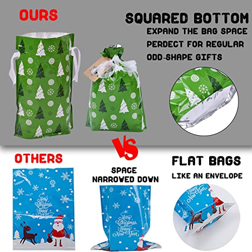 22pcs Drawstrings Christmas Gift Bags Assorted Sizes Reusable Plastic X778
