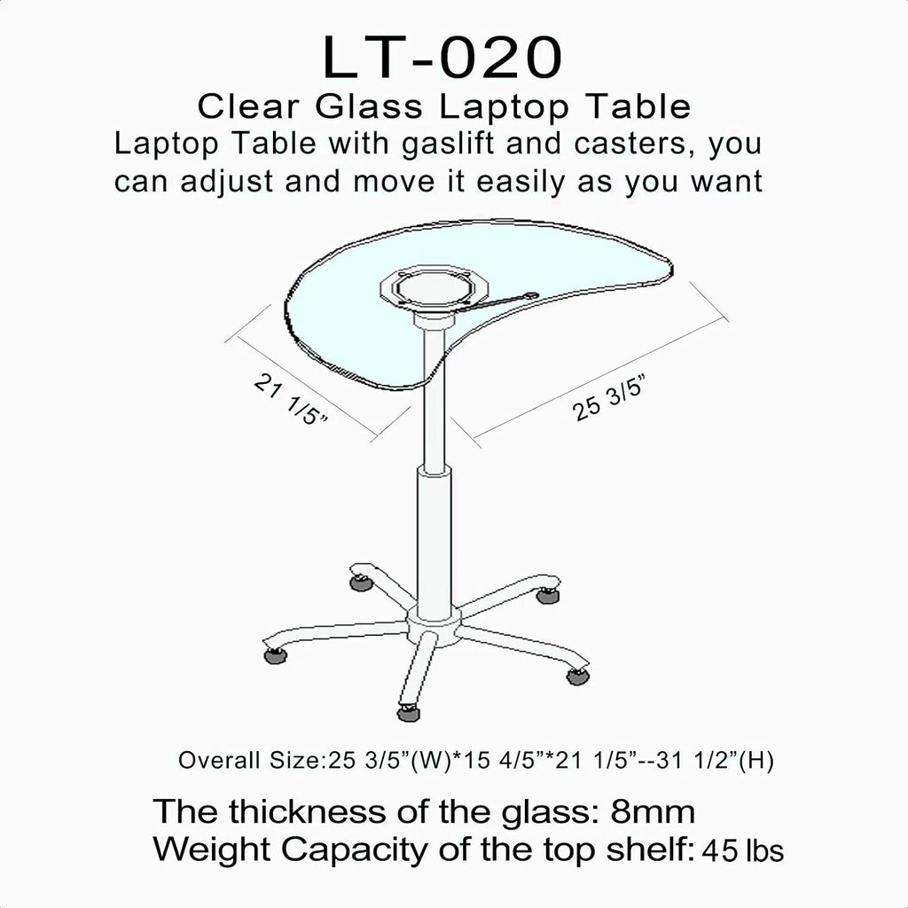 Oval Credenza Desk, Height Adjustable, 25.6'' W X 15.8'' D X445