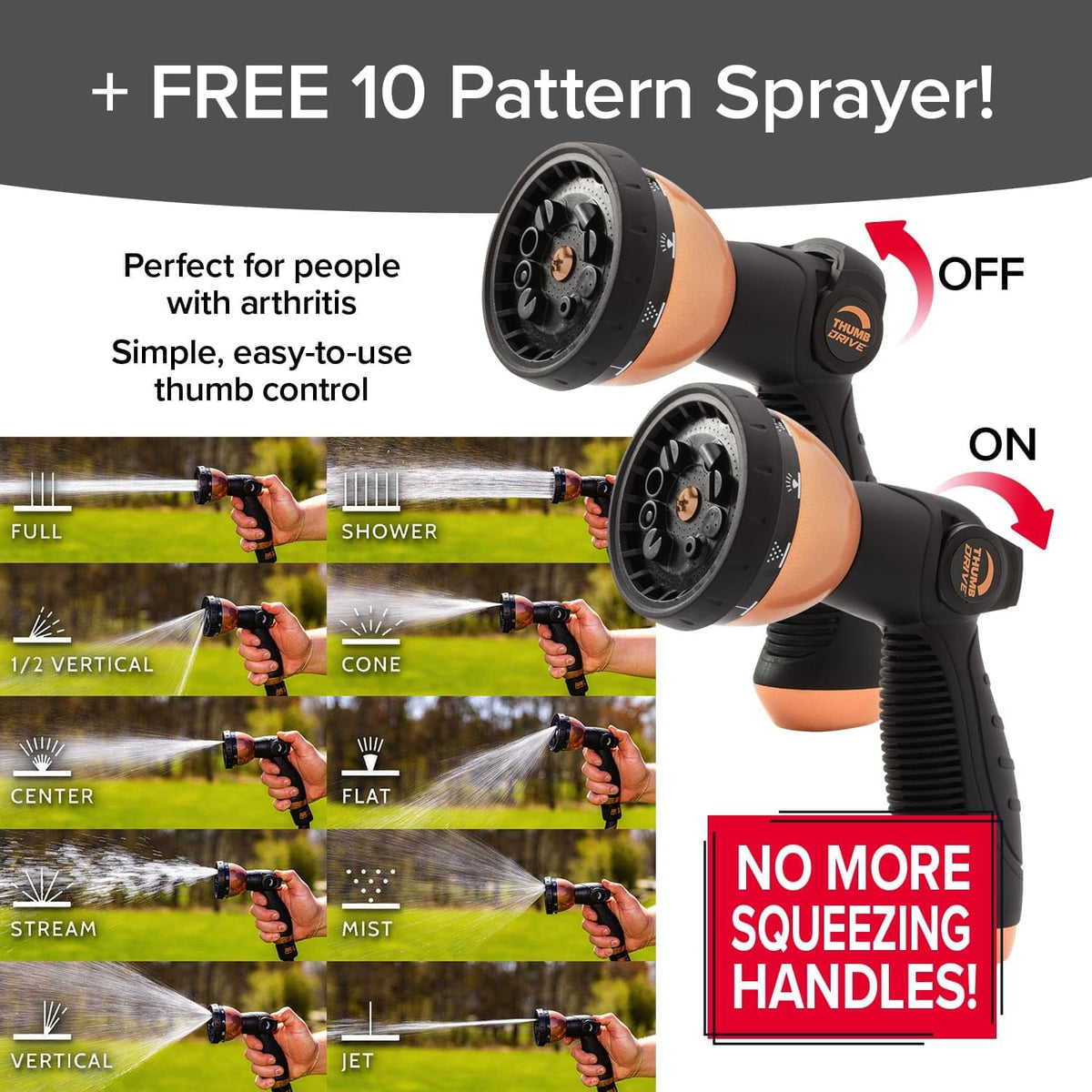 25 FT 3/4 in Expandable Garden Hose with Thumb Spray Nozzle X7365