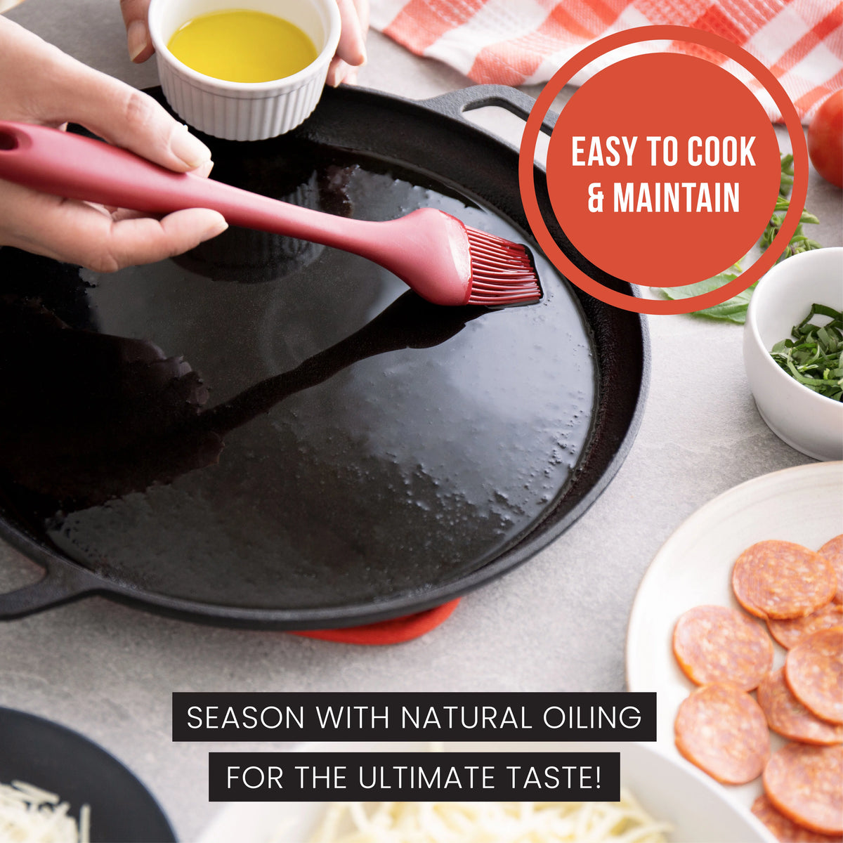 Black 12 in x 14 in x 1 in Cast Iron Baking Pizza Pan R8277