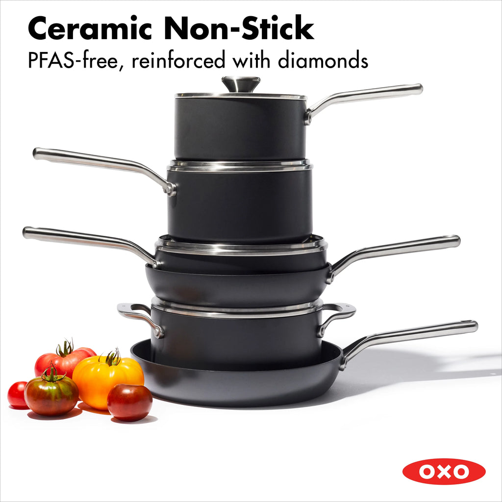 10 Piece Hard Anodized Nonstick Cookware Set, Black L20716
