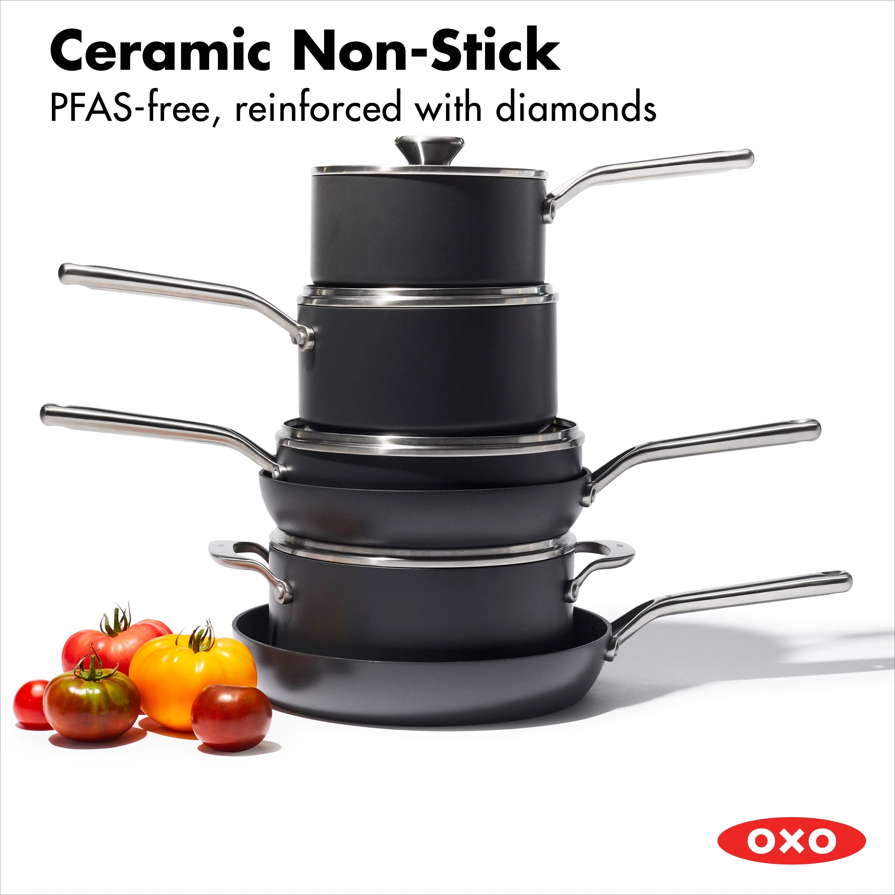 10 Piece Hard Anodized Nonstick Cookware Set, Black L20716
