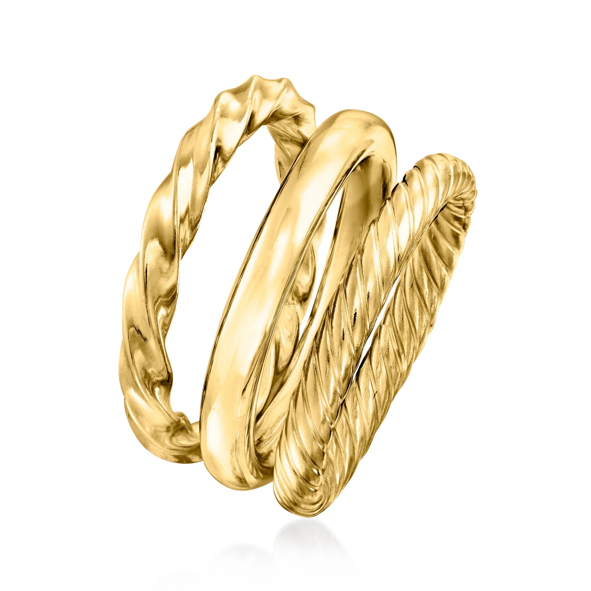 18kt Gold Over Sterling 3 Polished Rings Jewelry Set H7650