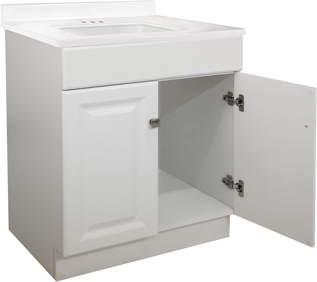 White 2-Door Bathroom Cultured Marble Vanity Top O454