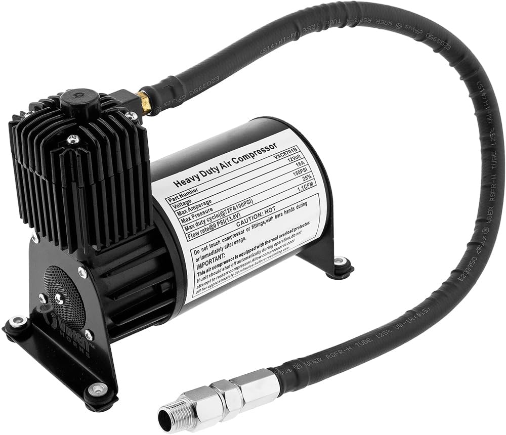 Train Horn Kit with 150psi Air Compressor, 1.5 Gallon Tank, 3 Trumpets A344304