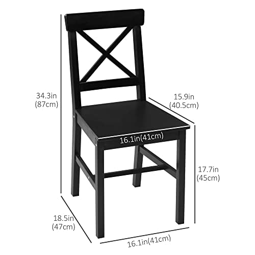 Black Wooden Cross Back Dining Chairs Set of 2 S77470