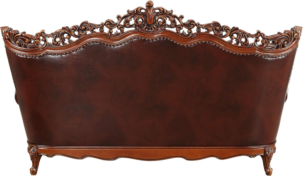 Cherry Top Grain Leather Match Sofa S881