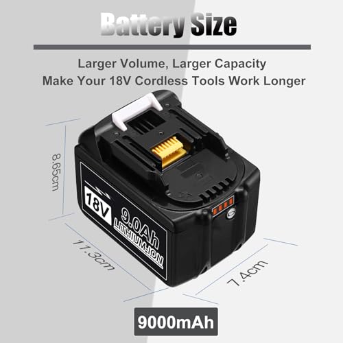 2 Packs 6000mAh 18V Battery with LED Indicator A4625