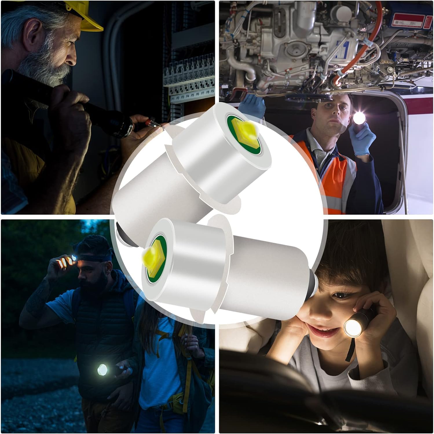 3 Pack White LED Flashlight Bulb P13.5S PR2 3W 3V 4.5V 6V Replacement Set D64614