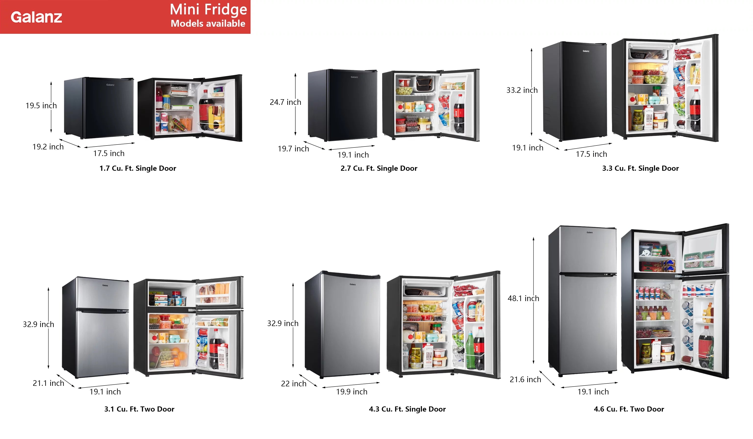 Stainless Steel Two Door Mini Refrigerator with Freezer S955