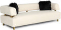 Beige Polyester Fabric Upholstered Sofa with Brushed Gold Stainless Steel Legs J5353
