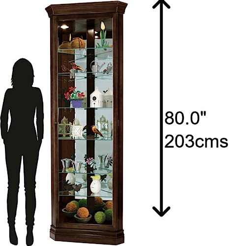 Espresso Curio Cabinet with Six Glass Shelves and Locking Door R882866