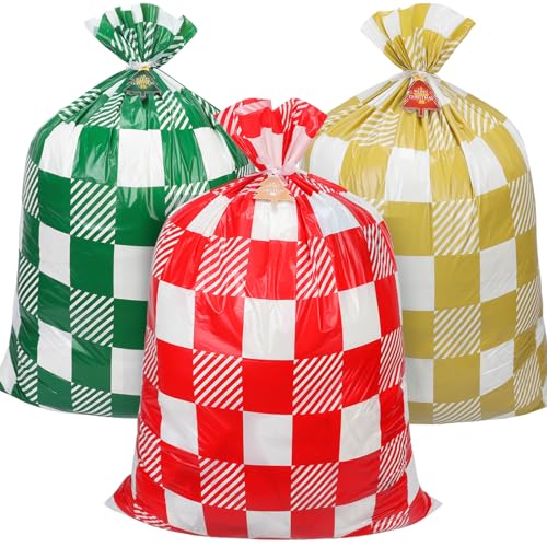 22pcs Drawstrings Christmas Gift Bags Assorted Sizes Reusable Plastic X778